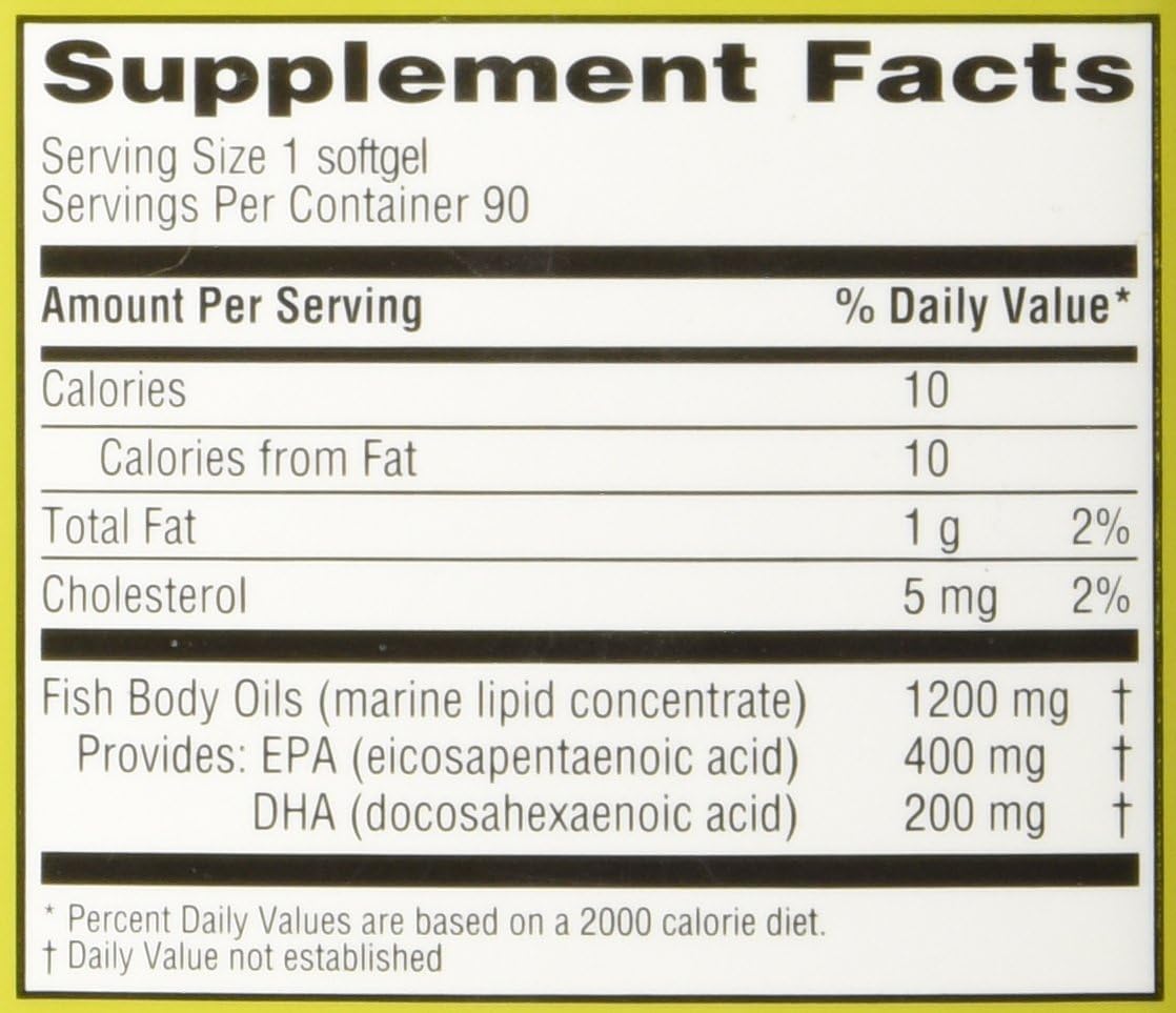 Trader Joe's Molecularly Distilled Omega-3 Fatty Acids Dietary Supplement Softgels 90 Count