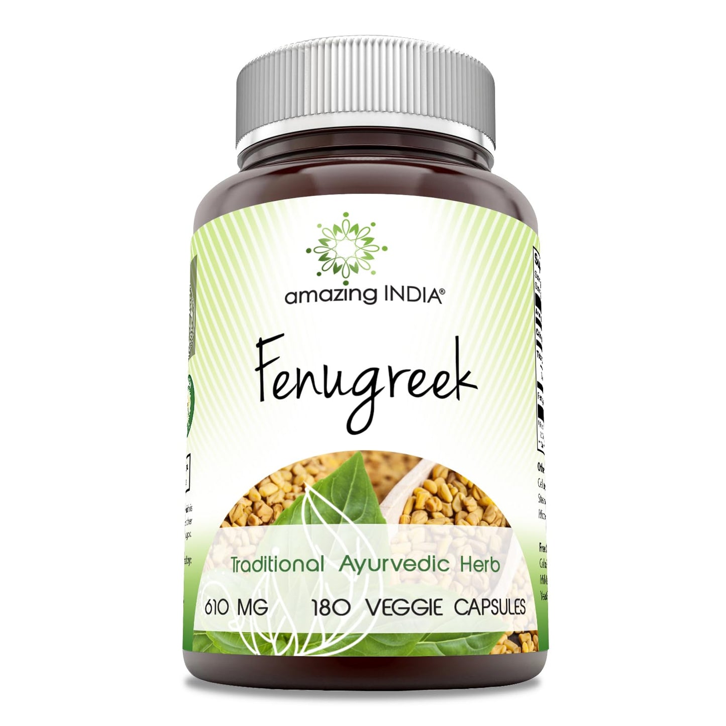 Amazing India Fenugreek Seed Extract 610 mg Veggie Capsules, 180 Capsules