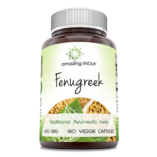 Amazing India Fenugreek Seed Extract 610 mg Veggie Capsules, 180 Capsules