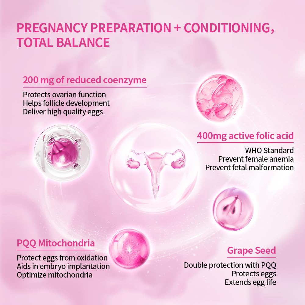 DR.AUSTIN Coenzyme Q10 Preparation for Pregnancy Reduction 200mg Mitochondrial PQQ Folic Acid Capsules, 120 Capsules
