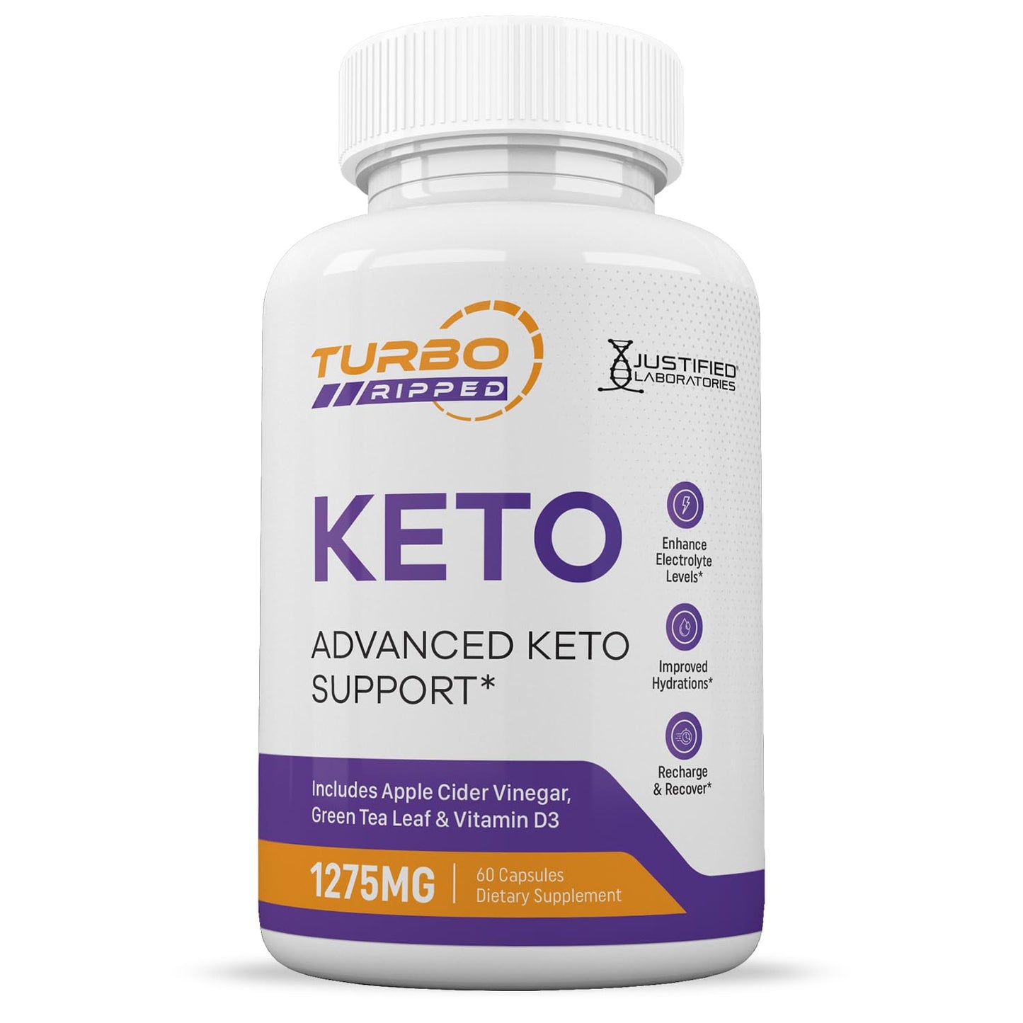 Justified Laboratories Turbo Ripped Keto ACV 1275MG Keto Support Blend Capsules, 60 Count