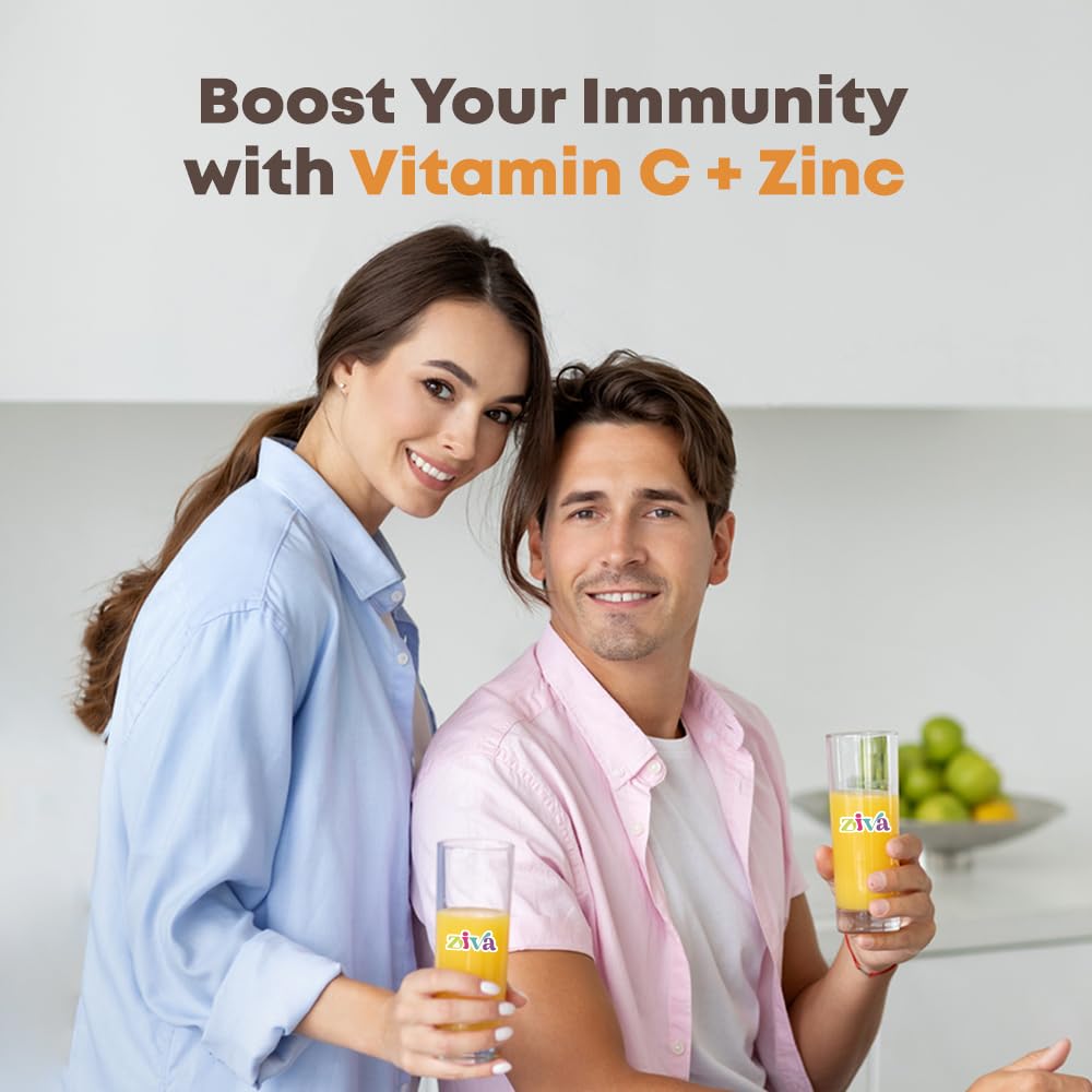 ZIVA Vitamin C + Zinc Effervescent Tablets Powder, 120 Count