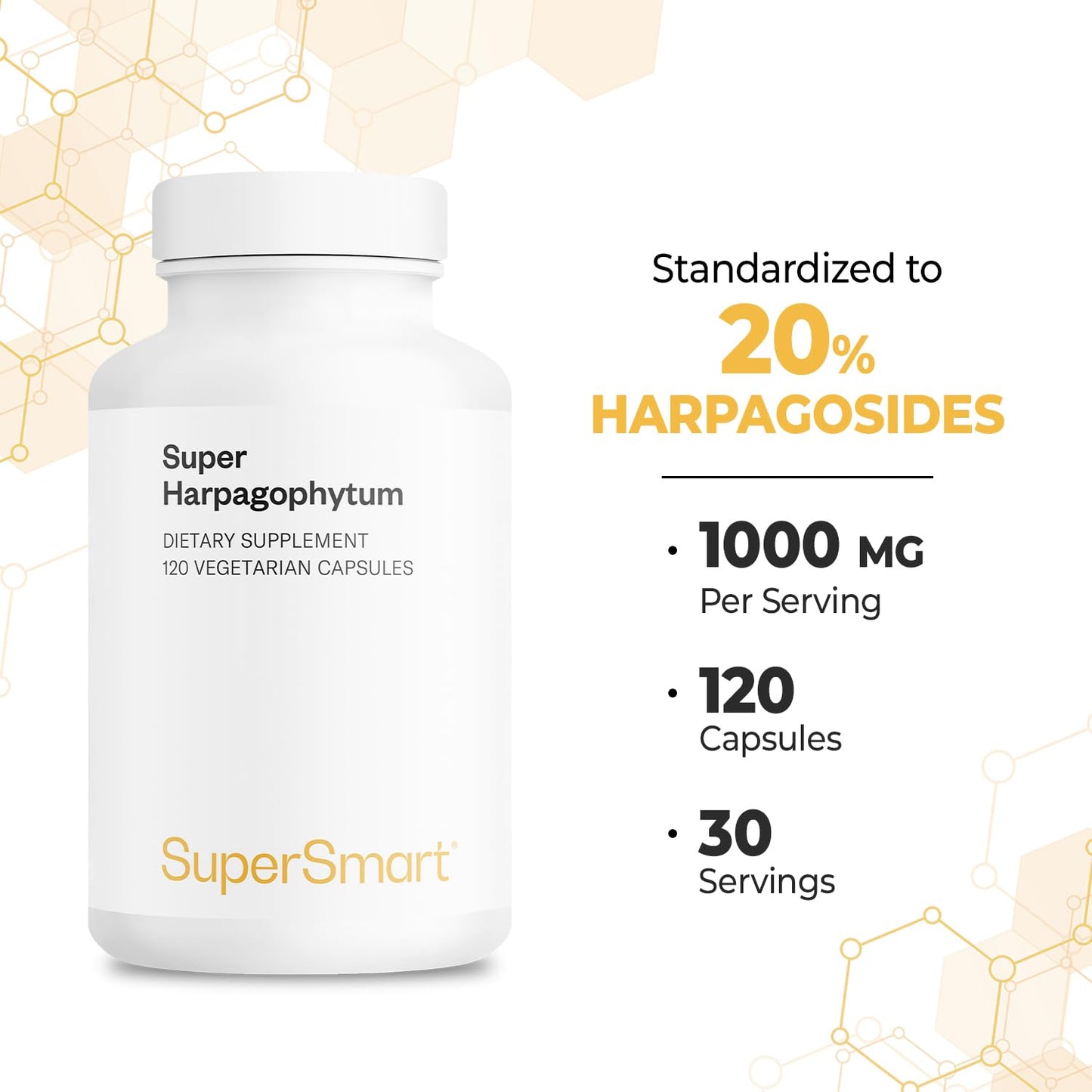 Supersmart Super Harpagophytum 1000 mg Per Day (Devil’s Claw) 120 Capsules