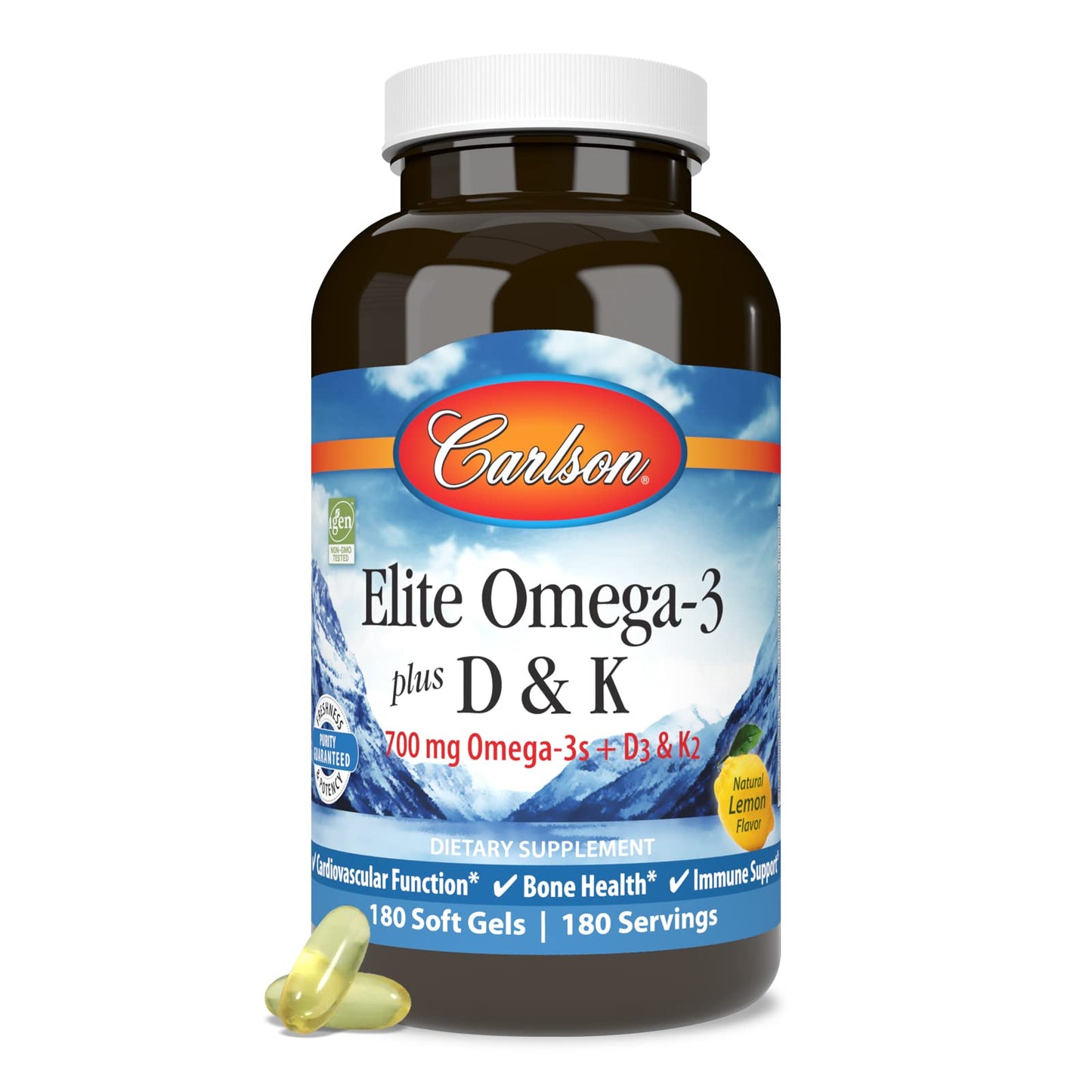 Carlson Elite Omega-3 Plus D & K Softgels 180