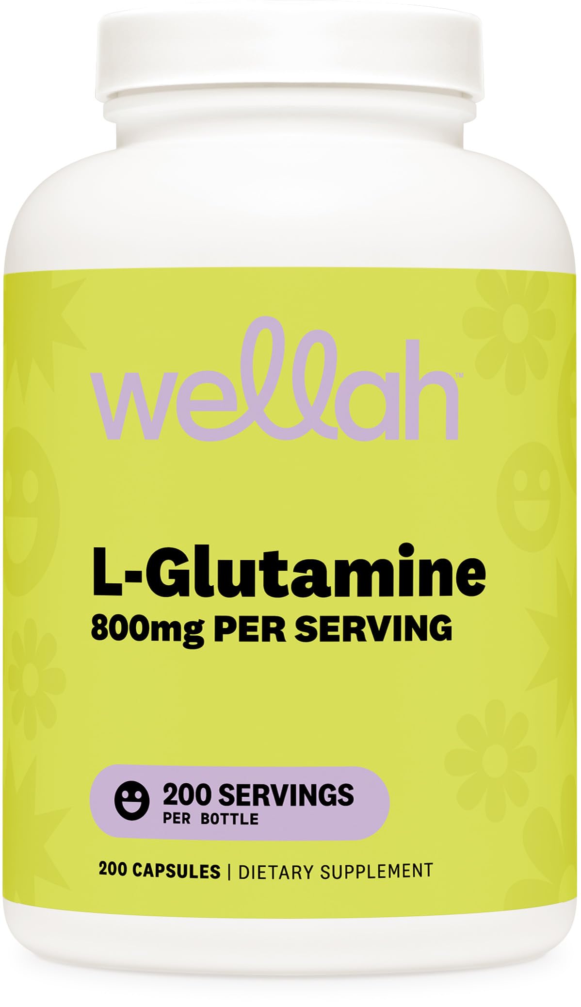 Wellah L-Glutamine for Women (800mg) Capsules, 200 Count