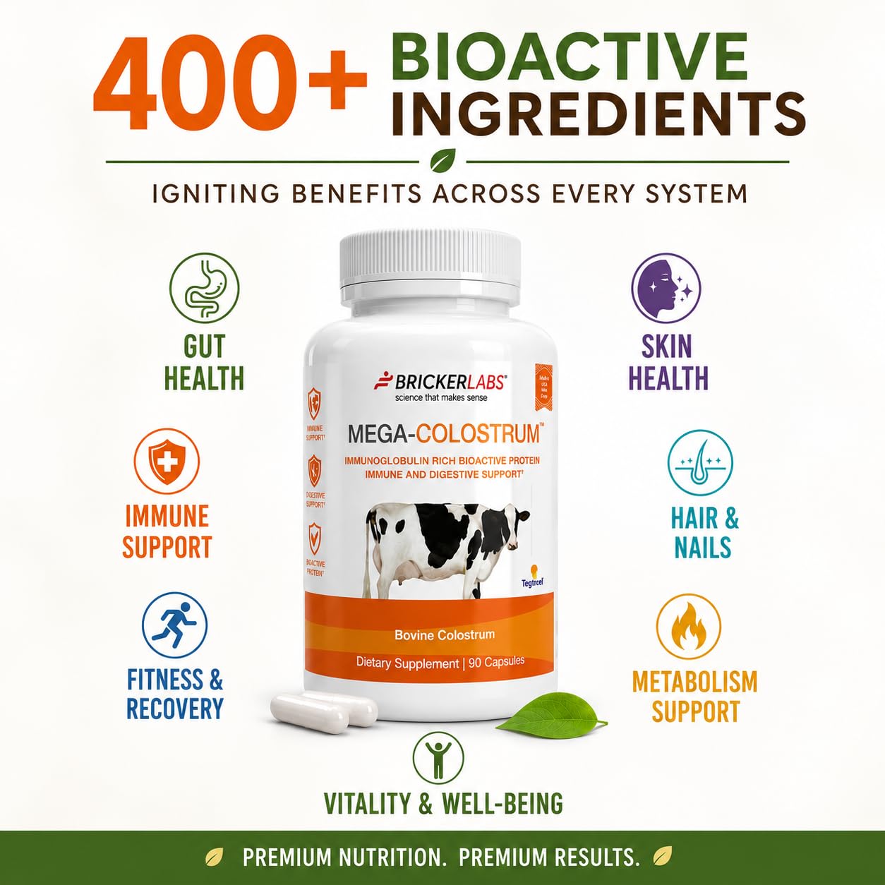 Bricker Labs Mega-Colostrum Capsules, 90 Count