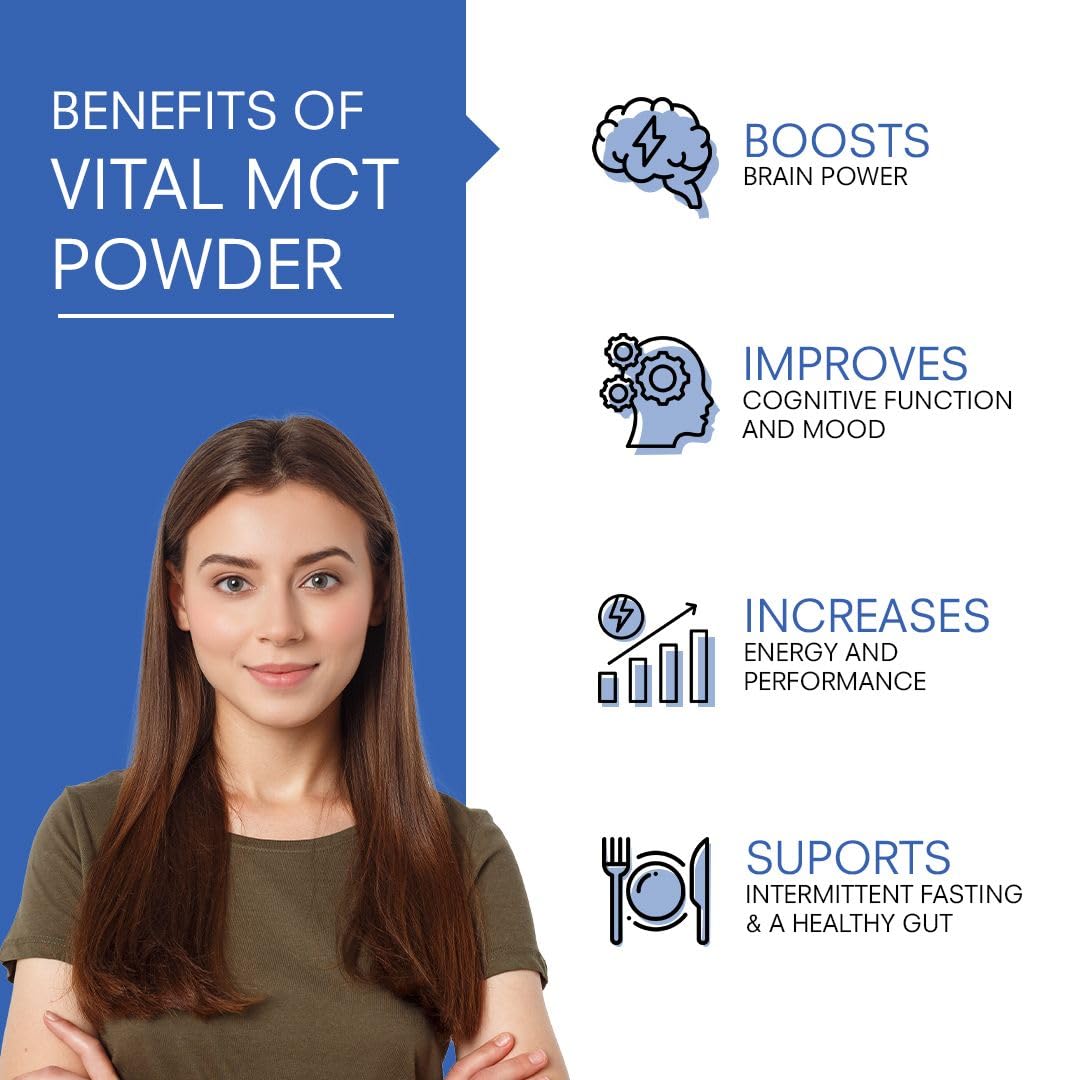 Revival Point Premium Unflavored MCT Oil Powder with Keto Electrolytes, 20 Servings