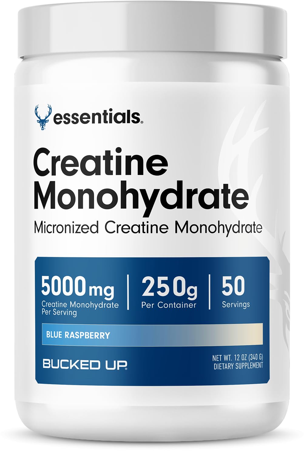 Bucked Up Blue Raspberry Creatine Monohydrate Powder, 50 Servings, 250 g