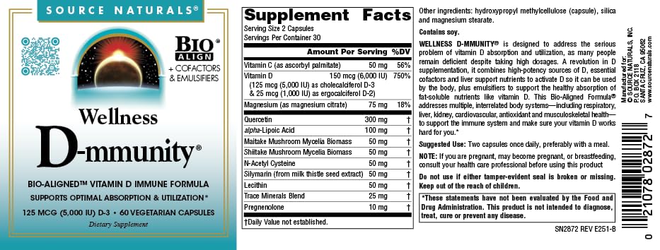Source Naturals Wellness D-mmunity 125 mcg D3 Capsule, 60 Count