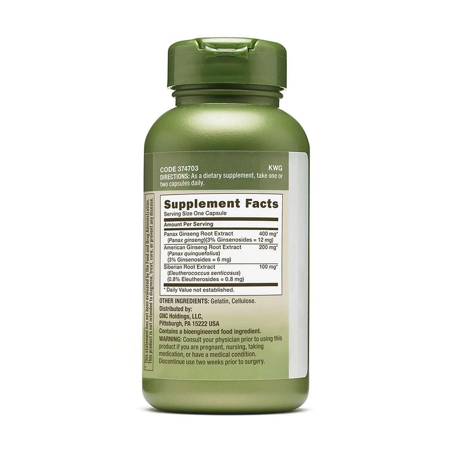 GNC Herbal Plus Triple Ginseng Capsules, 100 Count