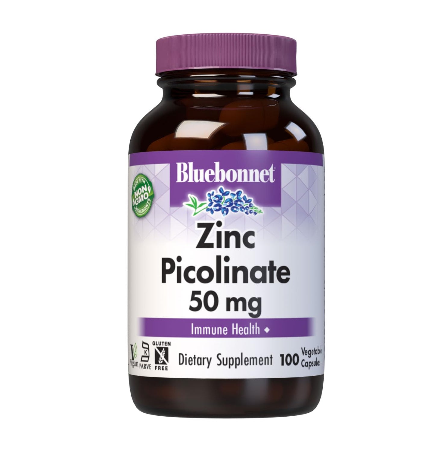 BlueBonnet Zinc Picolinate 50 mg Vegetable Capsules, 100 Capsules