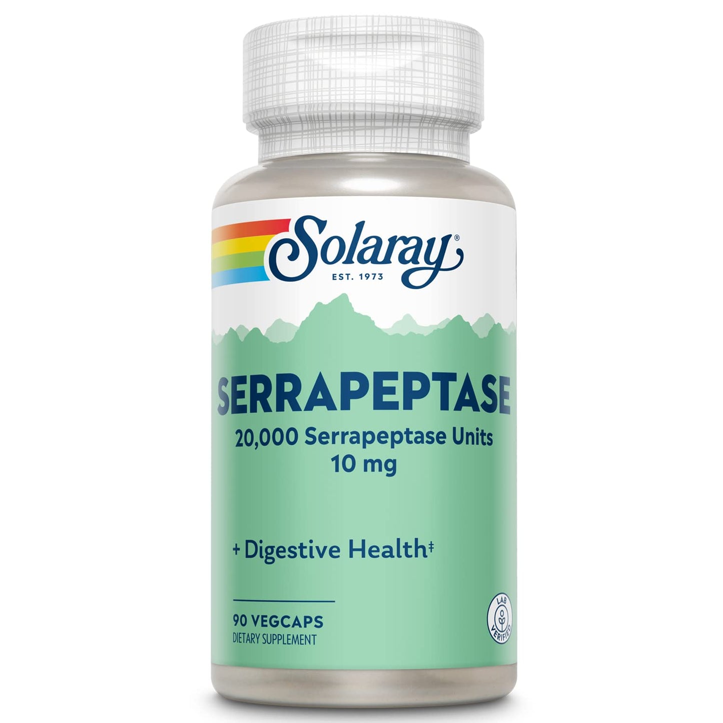 SOLARAY Serrapeptase Enzyme Supplement 10 mg for Men & Women - Digestive Support Capsules, 20,000 Serrapeptase Units per Serving, 90 Veg Caps