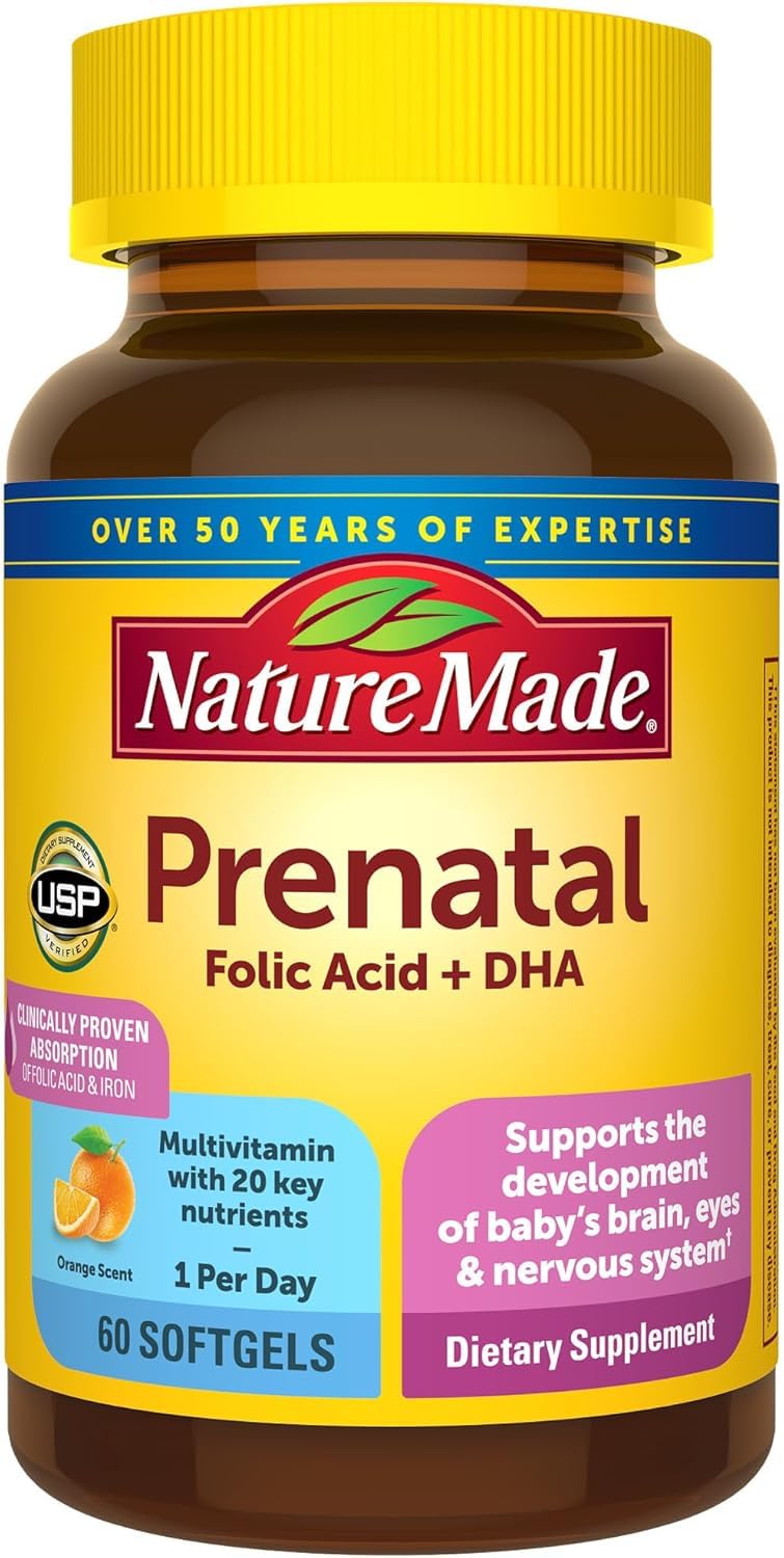 Nature Made Prenatal + DHA 200 mg Multivitamin Softgels, 60 Softgels