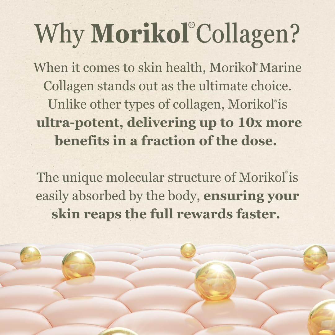 NutraVive Essential Skin Health Nutrients Hydrolyzed Morikol Marine Collagen Peptides, Amino Acids & Vitamins 120 Capsules