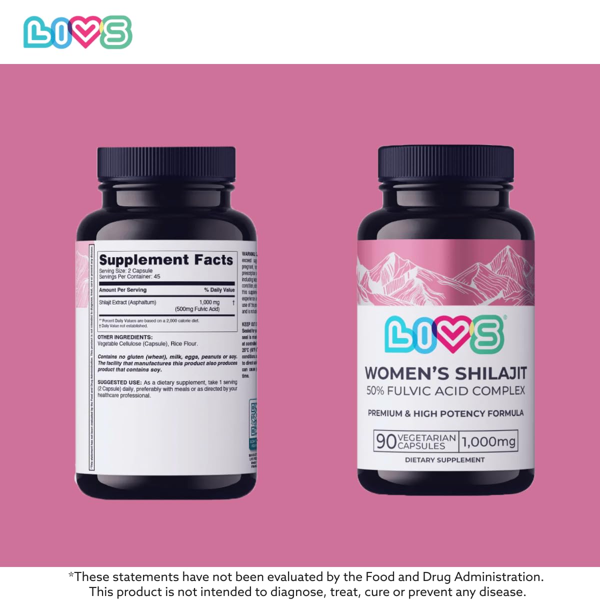 LIVS Shilajit Capsules 1000mg per Serving, 90 Capsules
