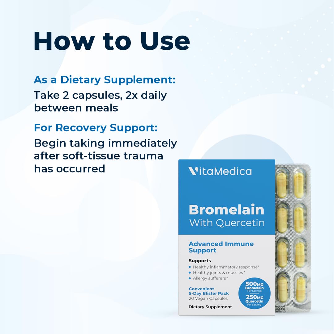 VitaMedica Bromelain & Quercetin Supplement 20 Capsules