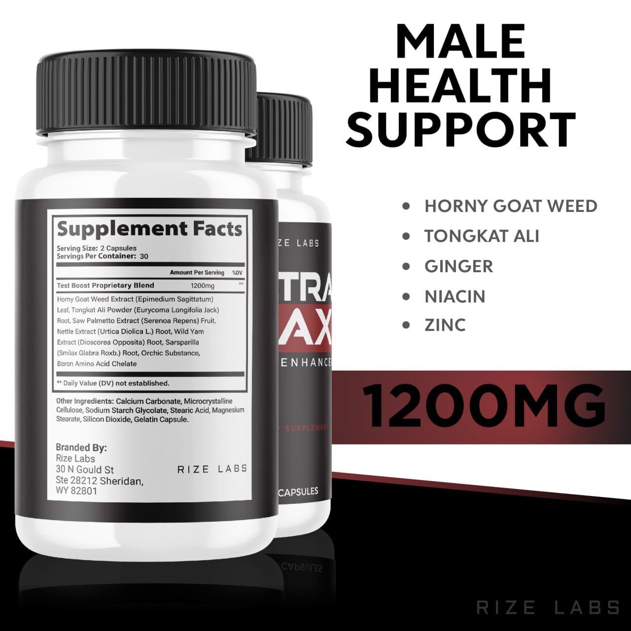 Rize Labs Ultra Max Testo Capsules, 300 Capsules