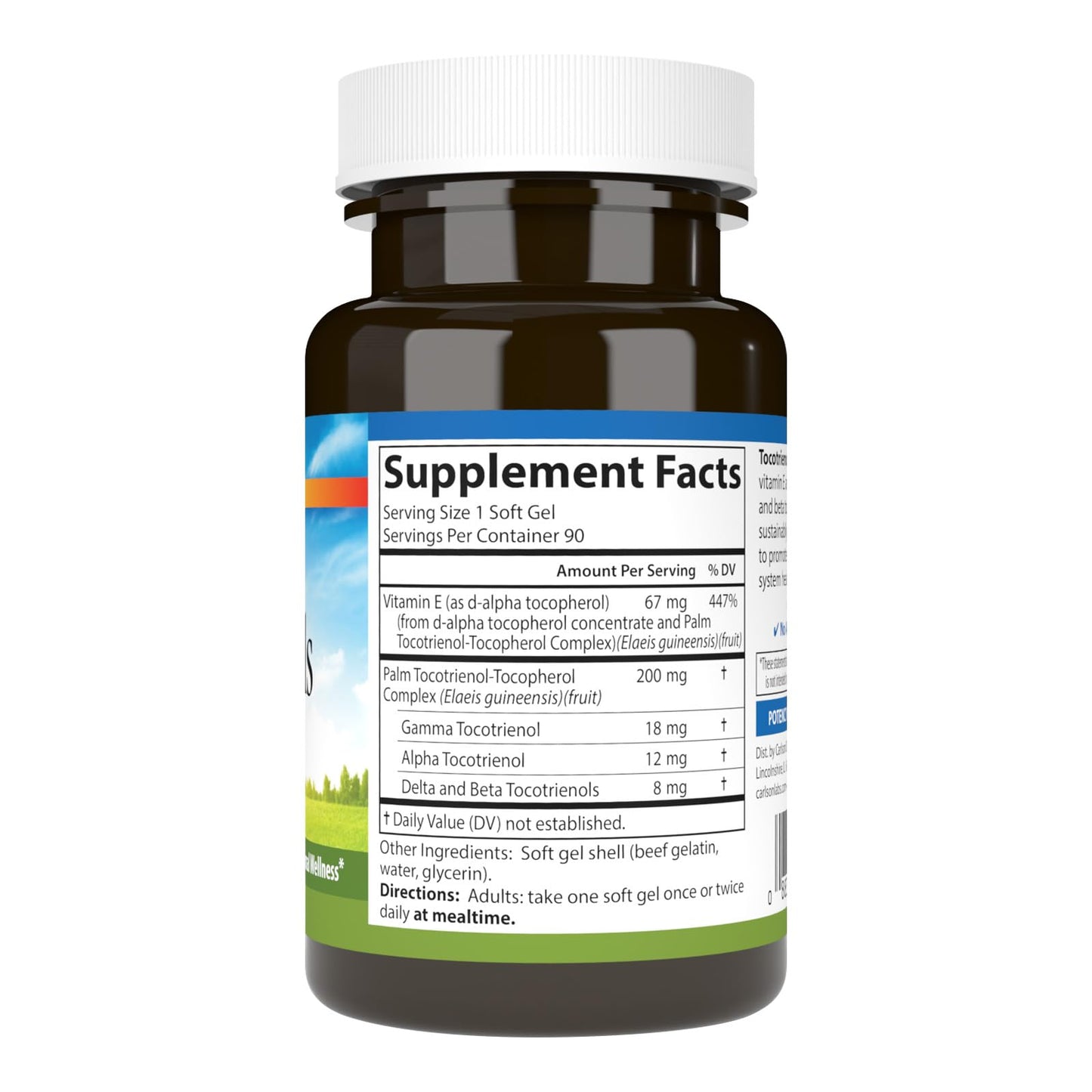 Carlson Tocotrienols 40 mg with Natural-Source Vitamin E Softgels, 90 Count