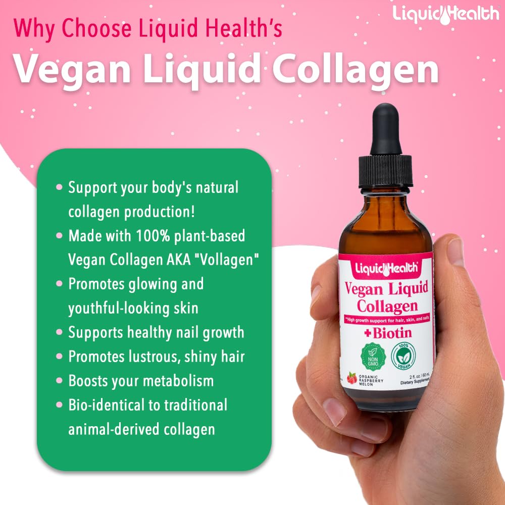 LIQUIDHEALTH Vegan Liquid Collagen Plus Biotin & Liquid Chlorophyll Powder Bundle