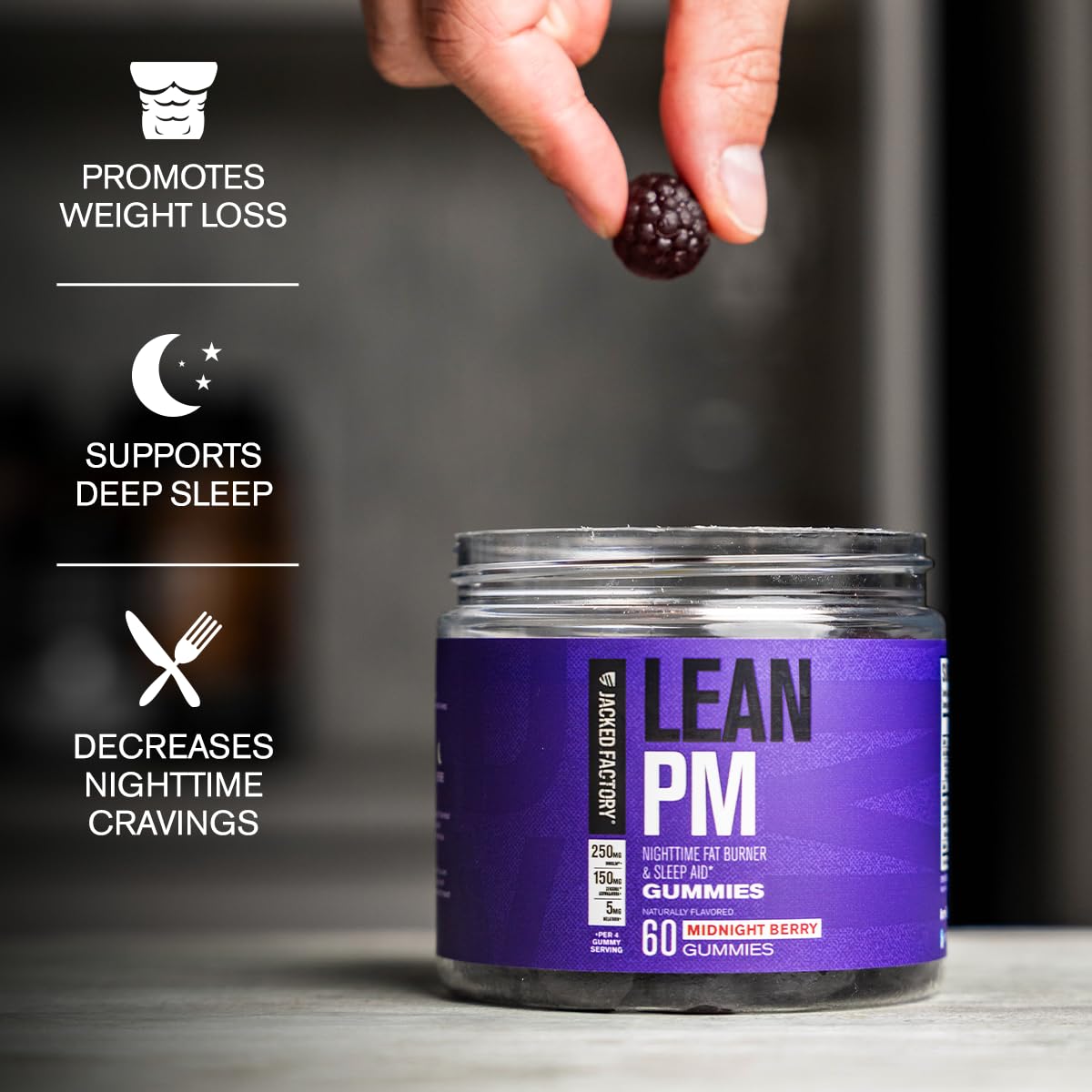 Jacked Factory Lean PM Night Time Fat Burner Sleep Aid Supplement (60 Capsules) & Lean PM Weight Loss Gummies (60 Gummies)
