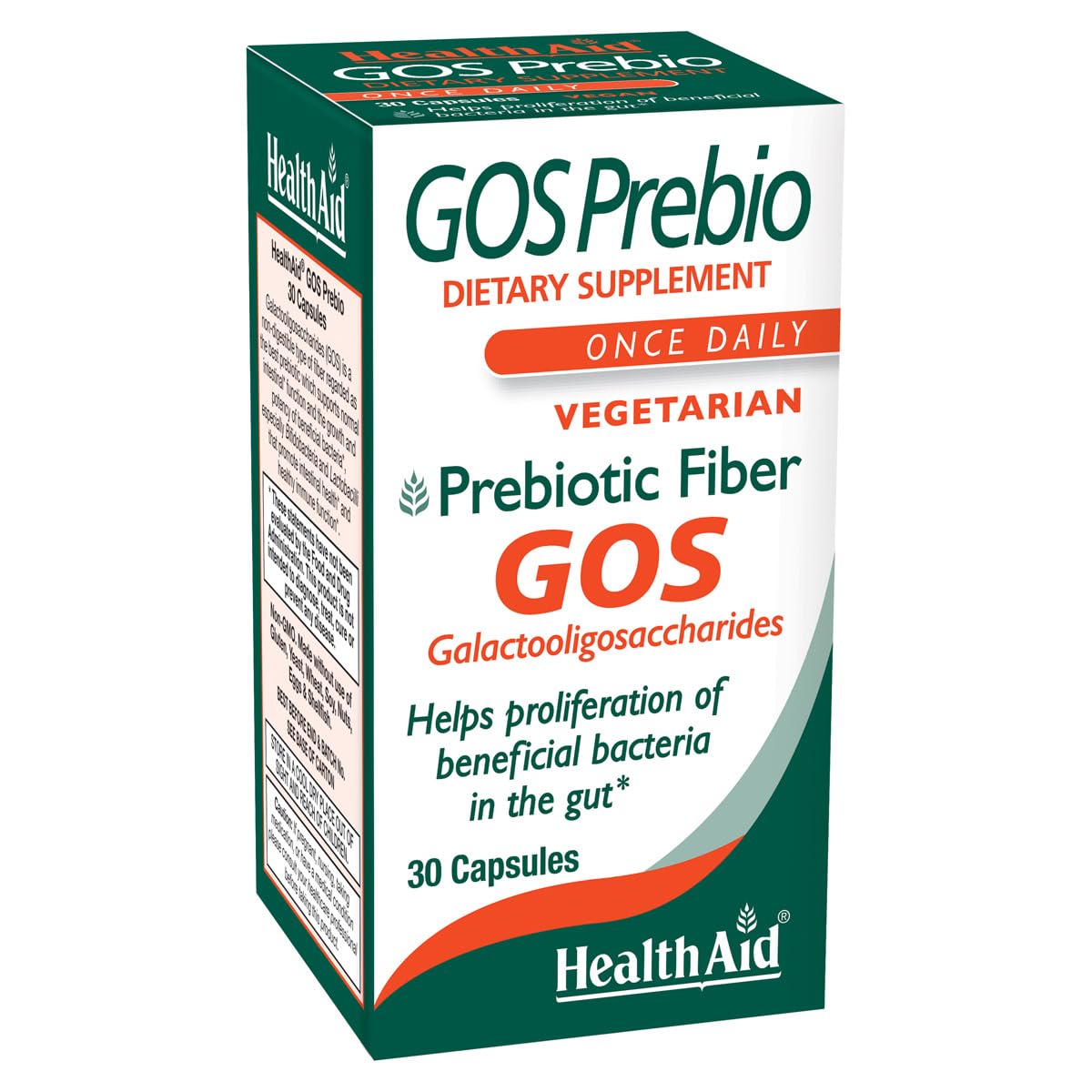 HealthAid GOSPrebio Prebiotic Fiber Capsules, 30 Count