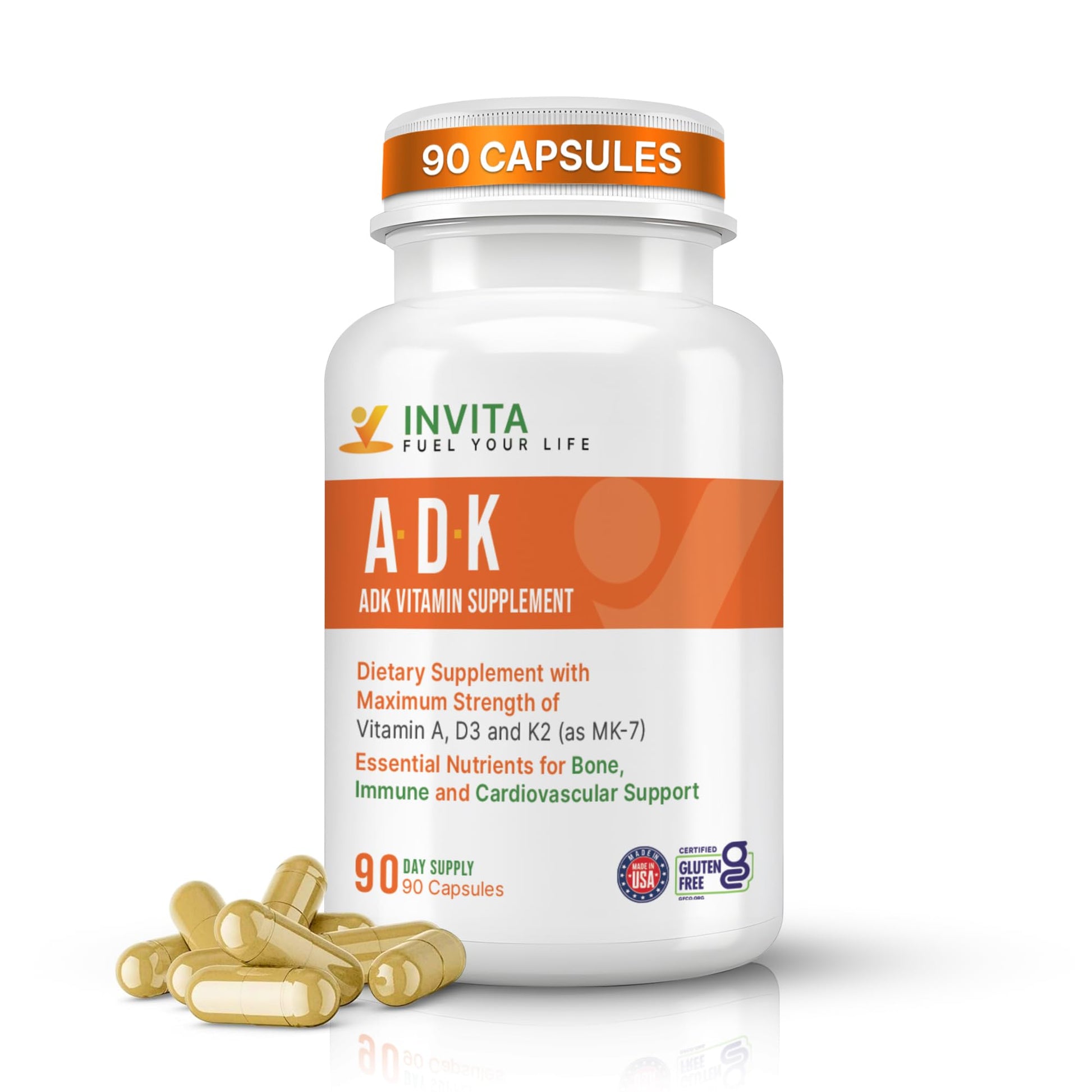 INVITA ADK Vitamin Supplement Capsule 90 Count