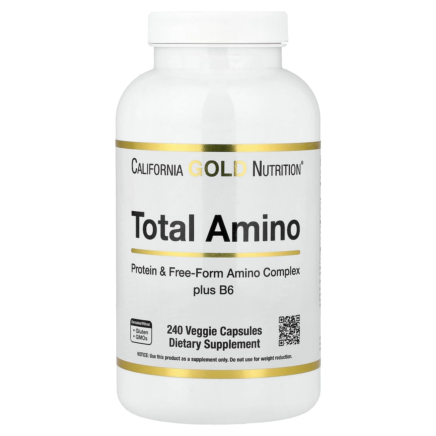 Lake Avenue California Gold Nutrition Total Amino with Vitamin B-6, and 20 Amino Acid Blend Capsules 240