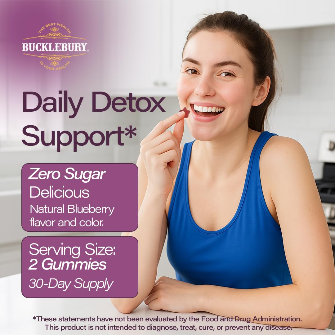 BUCKLEBURY Sugar-Free Milk Thistle Gummies 1000mg with Natural Blueberry Flavor Gummy, 1 Count