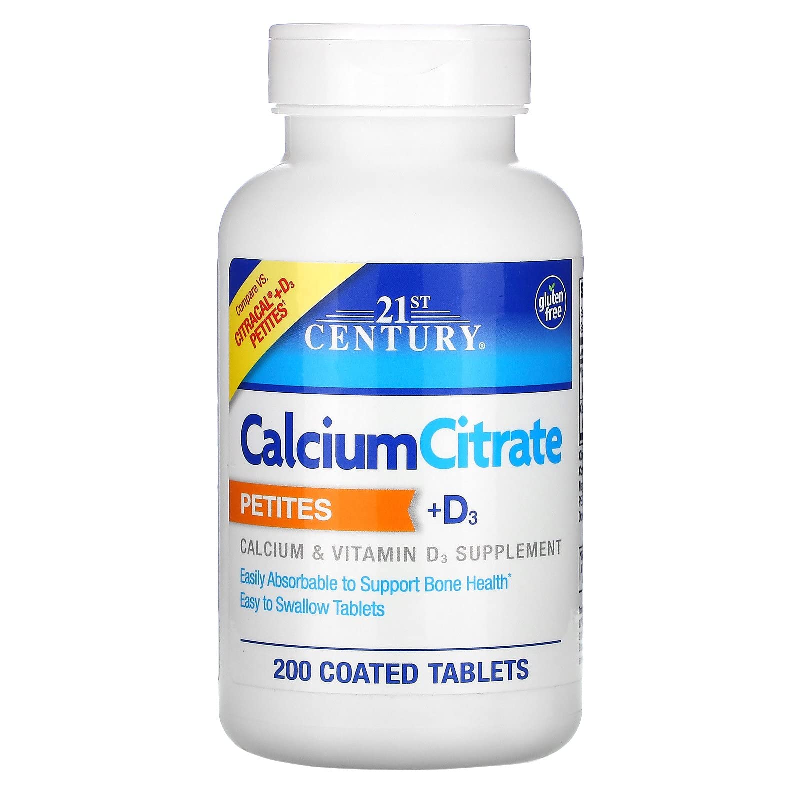 21st Century Calcium Citrate Petites + D3 Coated Tablets, 1000 Tablets