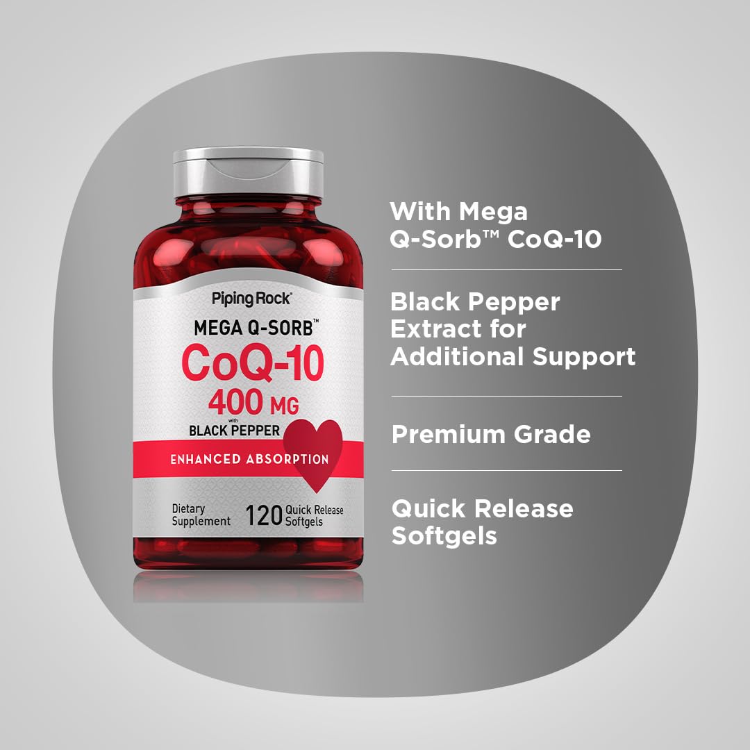 Piping Rock CoQ10 400mg Softgels, 120 Count