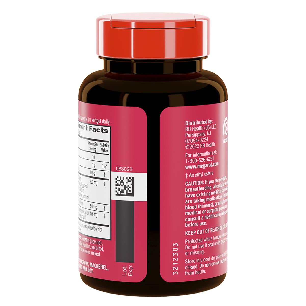 MegaRed Fish Oil 800mg Omega-3 Supplement with EPA & DHA 80 Softgels
