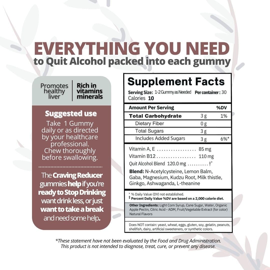 Health Chews Quit Drinking Alcohol Aid Gummy 30 Count