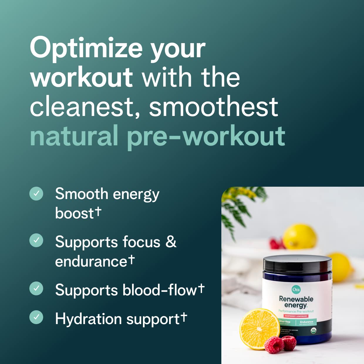 Ora Organic Natural Pre Workout Powder 7.1 Ounce