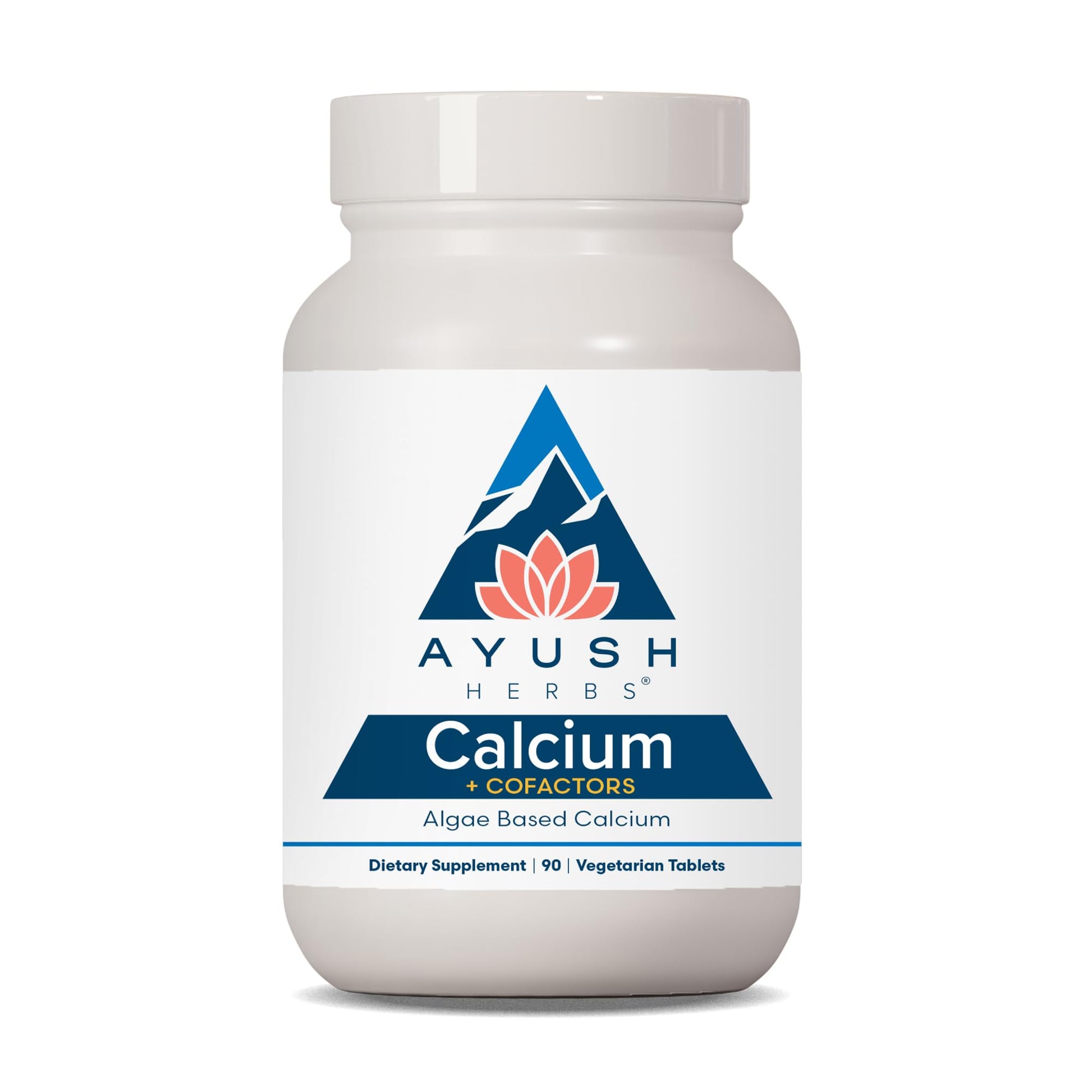 Ayush Herbs Calcium + Cofactors, Algae Based Calcium, Supports Bone Health & Mineralization, Tablets, 90 Count