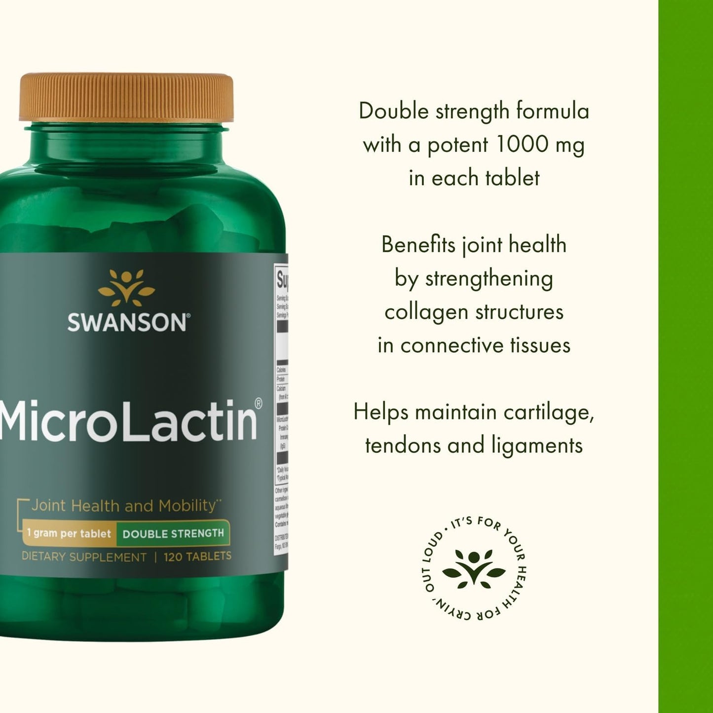 Swanson Microlactin Double Strength 1000 mg Tablets, 120 Tablets