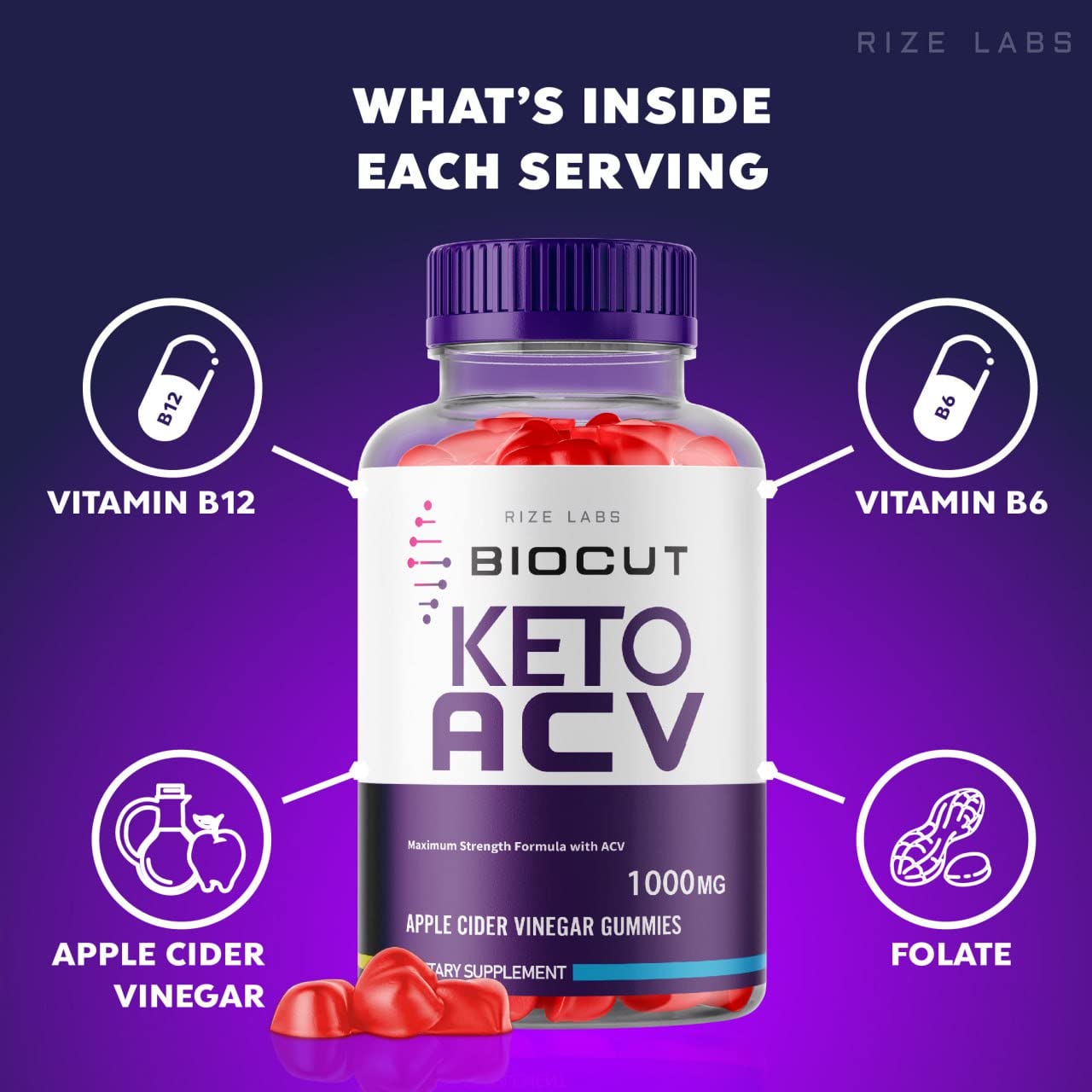 Rize Labs Biocut Keto ACV Gummies 180 Gummies