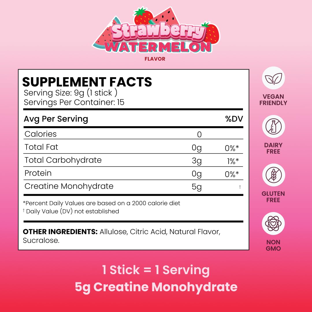EHP Labs OxyShred Creatine Fizz Sticks Strawberry Watermelon Powder, Pack of 15