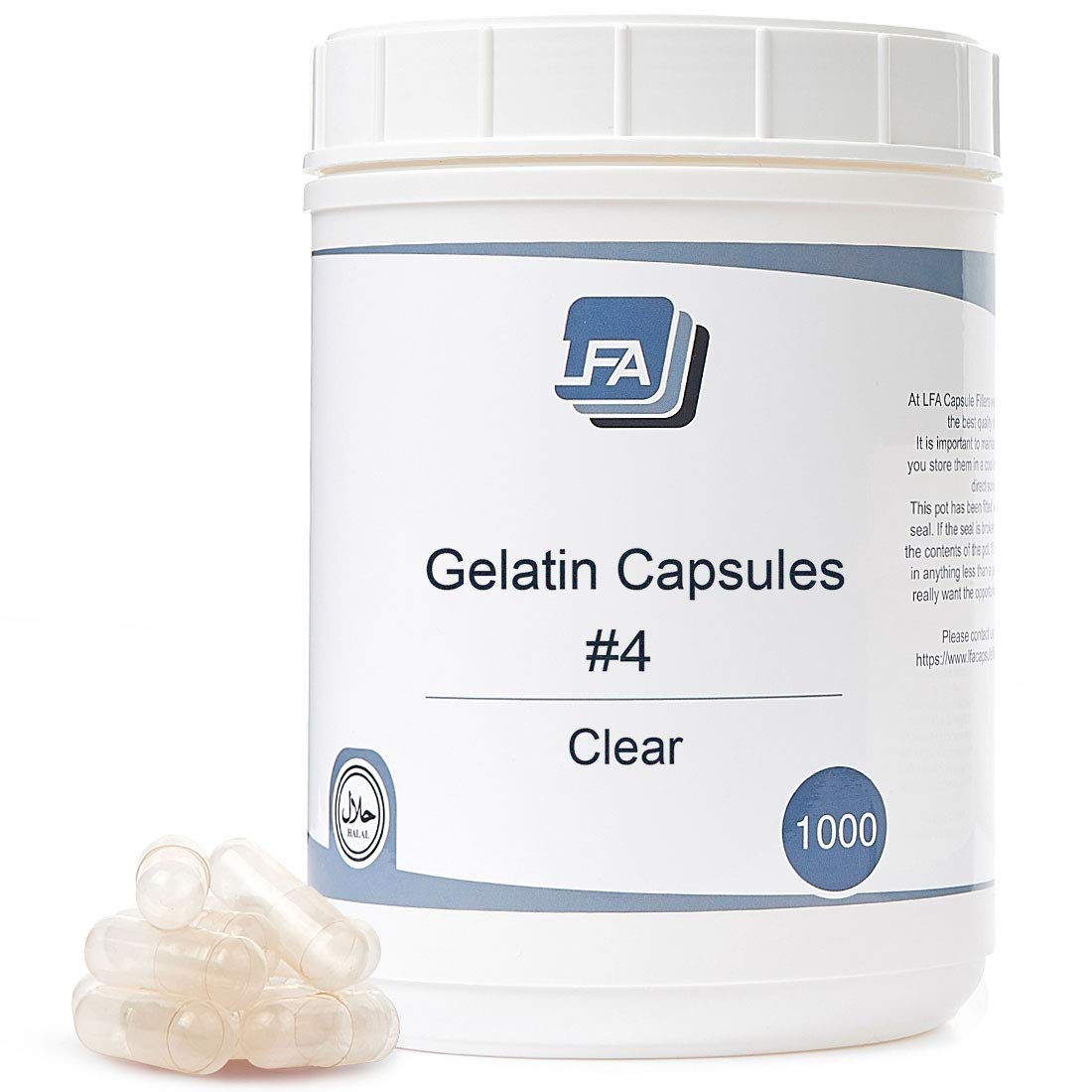 LFA Tablet Presses Empty Gelatin Capsules Size 4 Capsules, 1000 Count
