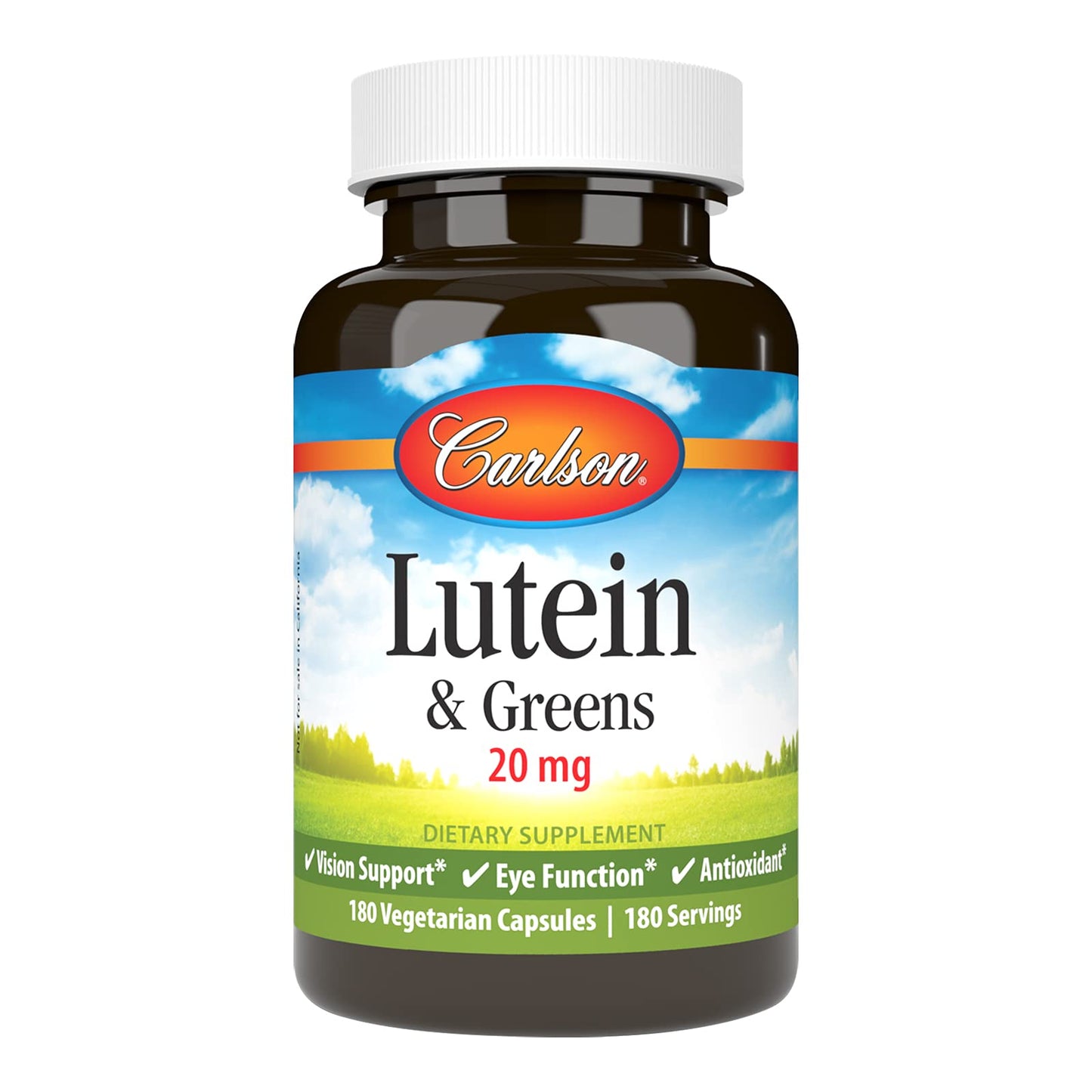 Carlson Lutein & Greens 20 mg Vision Support & Eye Function Antioxidant 180 Capsules