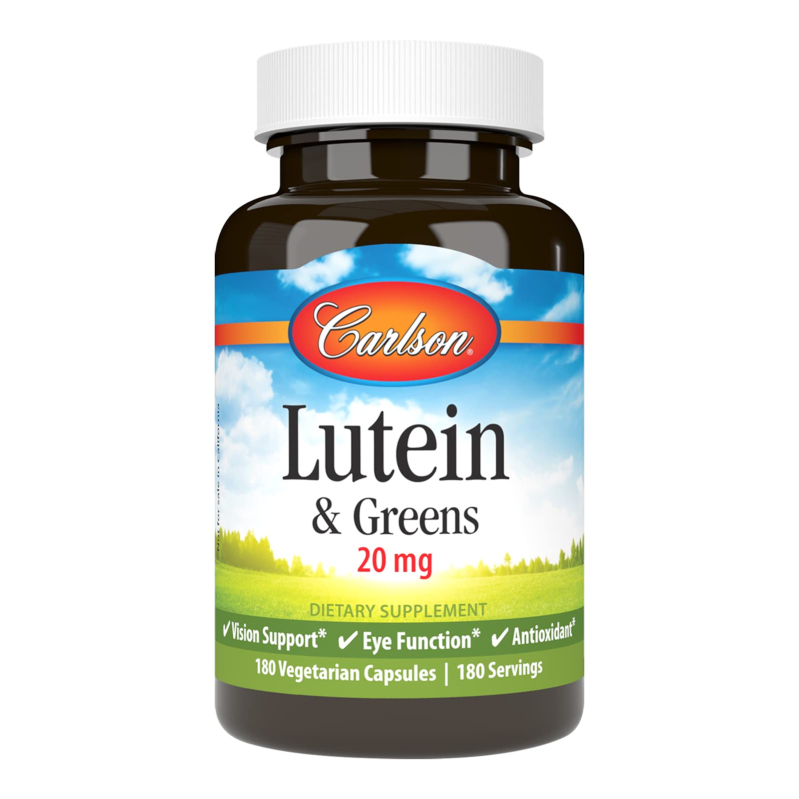 Carlson Lutein & Greens 20 mg Vision Support & Eye Function Antioxidant 180 Capsules