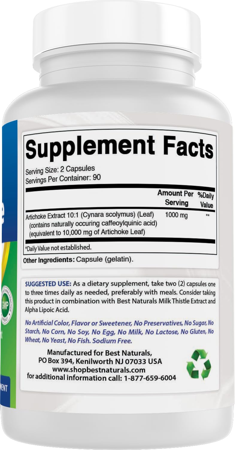 Best Naturals Artichoke Extract 1000 mg Per Serving, 180 Capsules