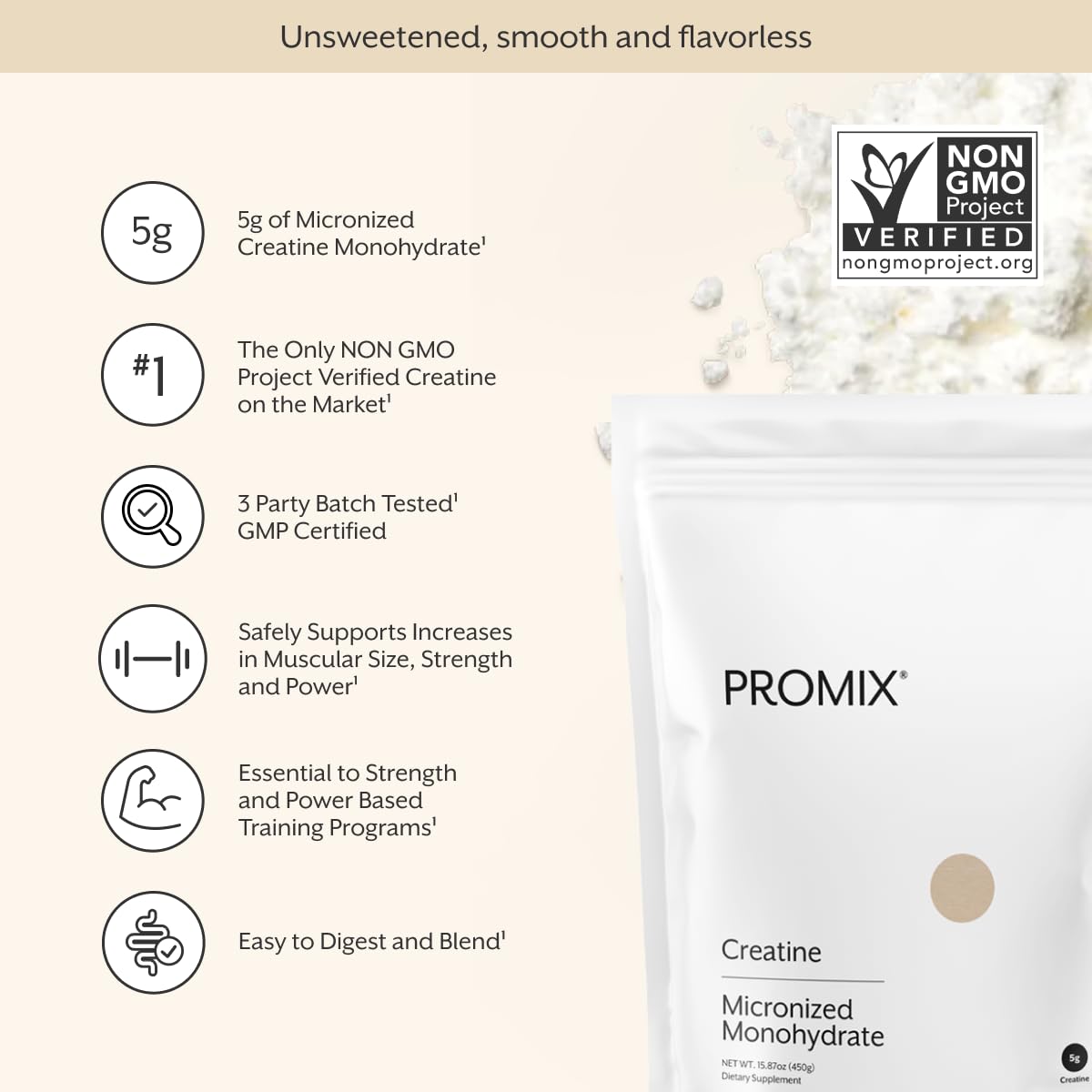 ProMix Nutrition Creatine Monohydrate Powder, Unflavored, 1 lb