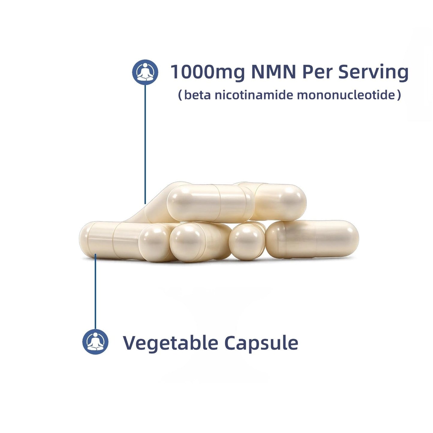 ooioo NMN Supplement 1000mg Pure Organic NMNH Alternative, Supports Cellular Energy, NAD+ Levels & Healthy Aging, NAD+ Supplements for Women & Men, Nicotinamide Mononucleotide, Gluten Free, 60 Capsules