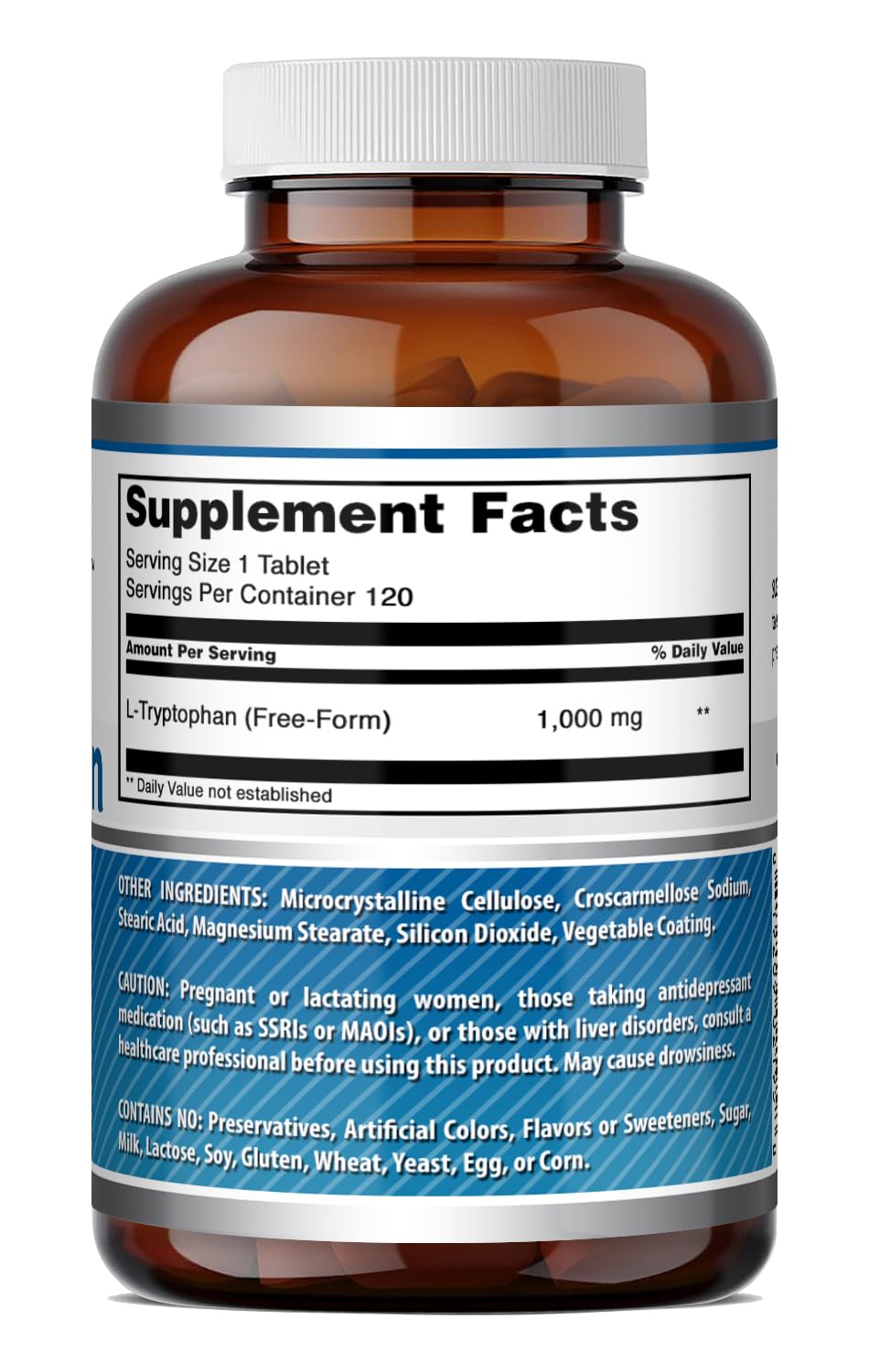 Amazing Nutrition L-Tryptophan 1000mg Tablets, 120 Count