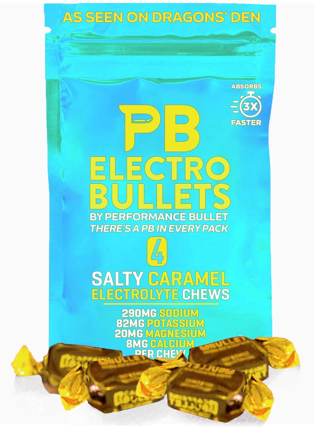 Caffeine Bullet Electro Bullet Caramel Chewable, 40 Count