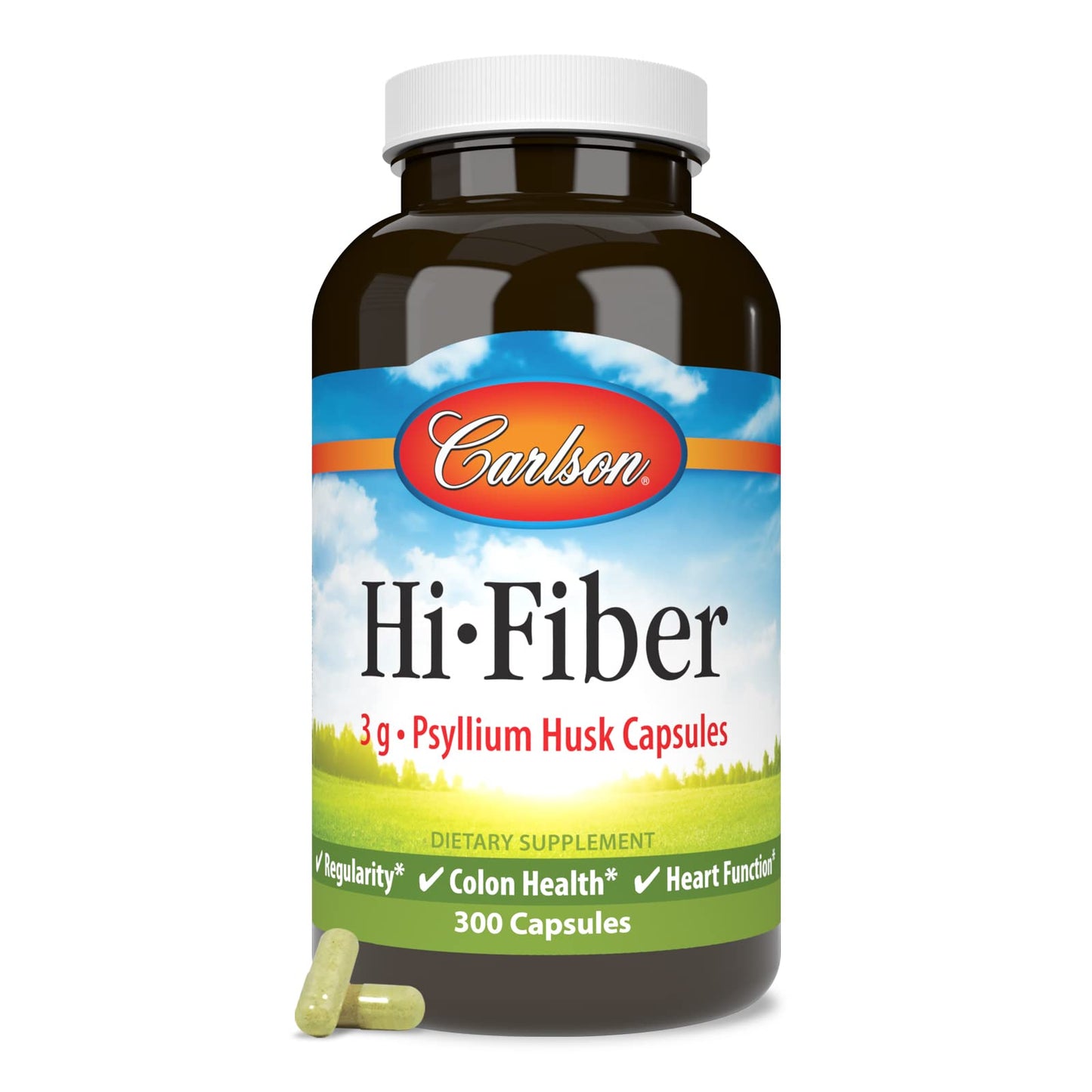 Carlson Hi-Fiber Psyllium Husk Capsules, 300 Capsules