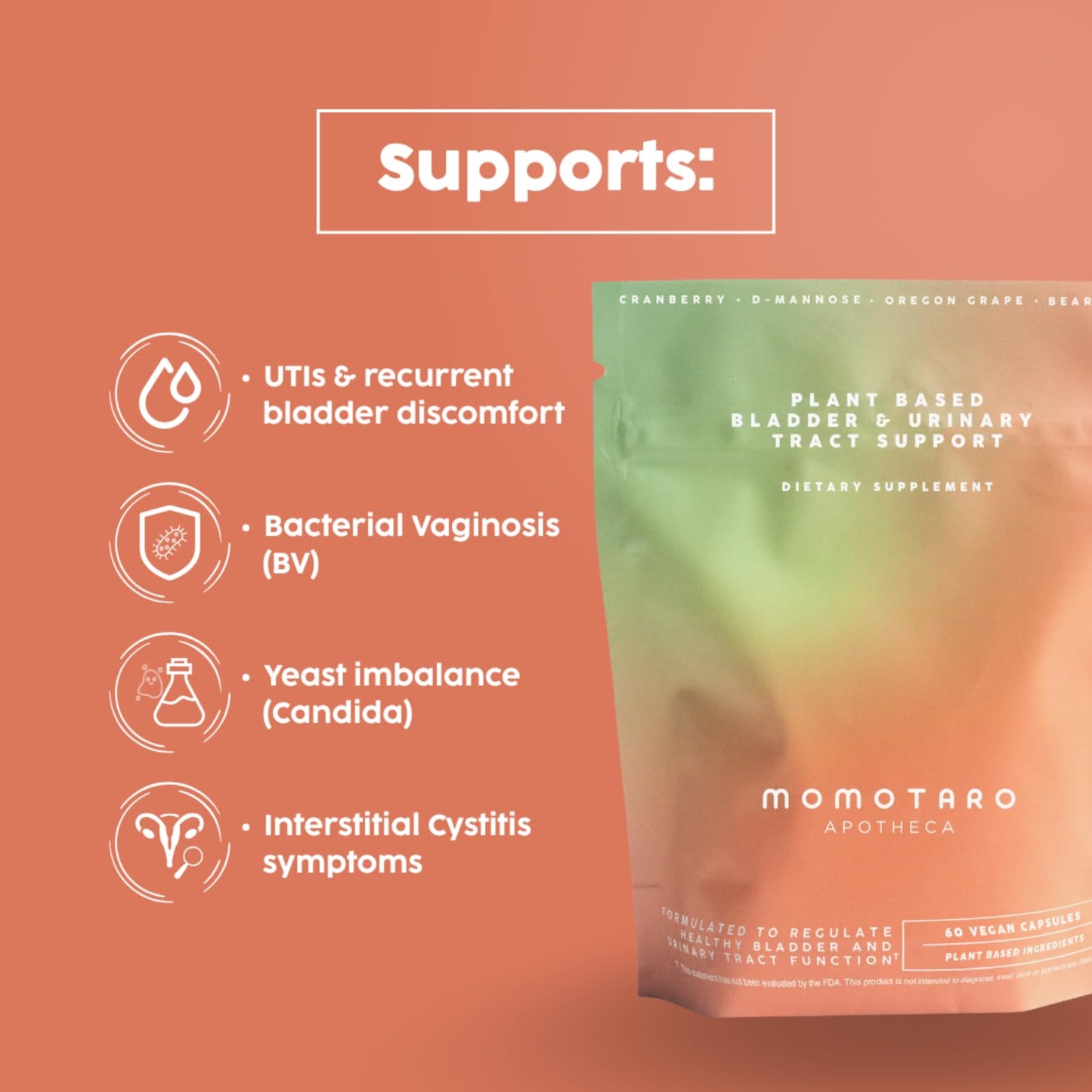 MOMOTARO APOTHECA Urinary Health Supplement, 60 Capsules