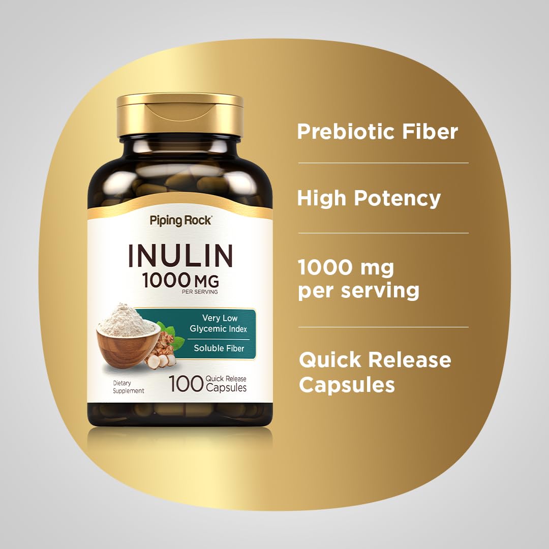 Piping Rock Organic Inulin Capsules 1000 mg, 100 Capsules
