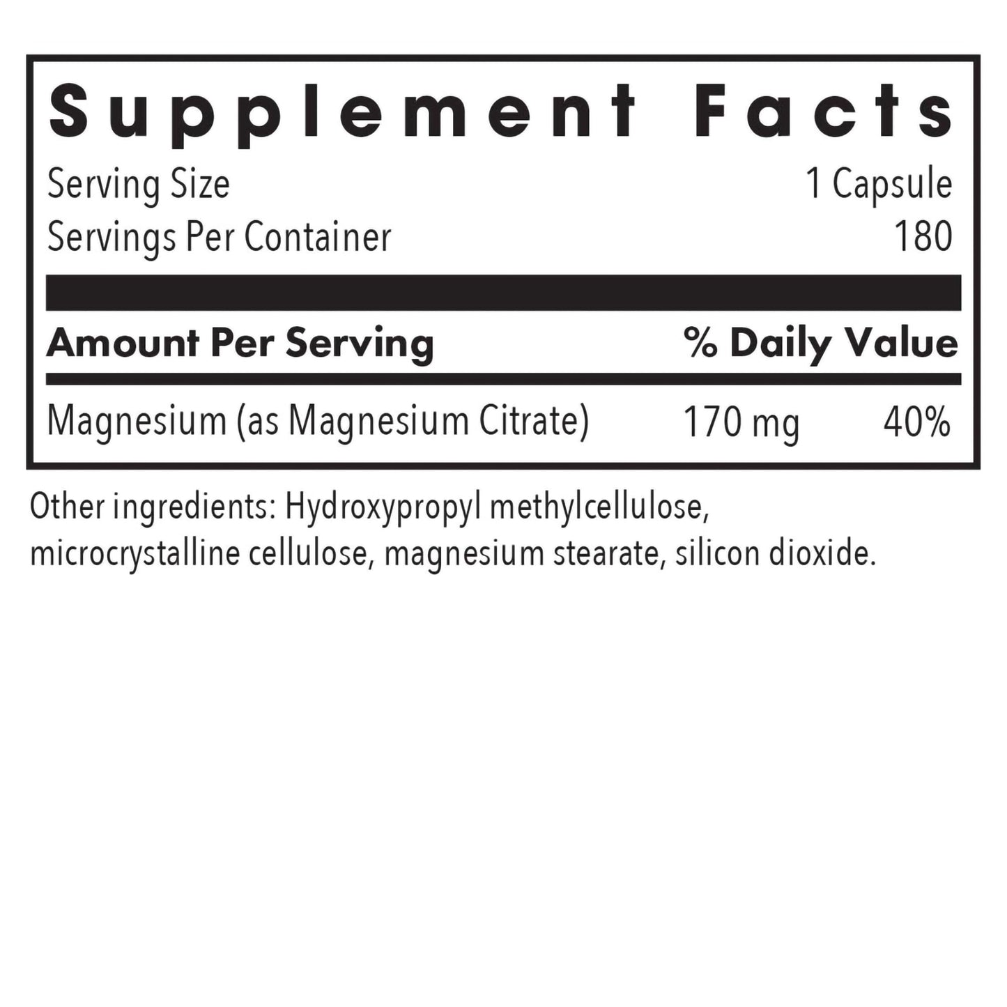 Allergy Research Group Magnesium Citrate Capsules 180 Capsules