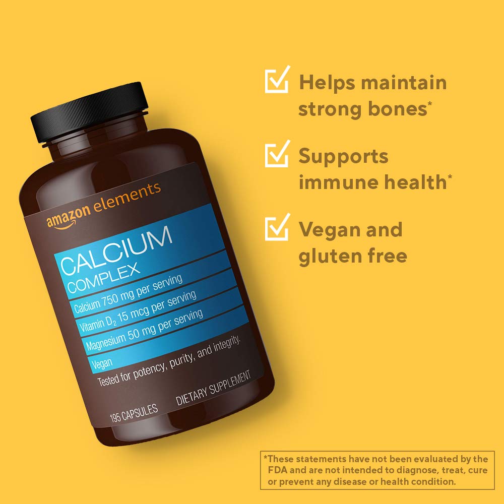 Amazon Elements Calcium Complex with Vitamin D Capsules, 390 Capsules